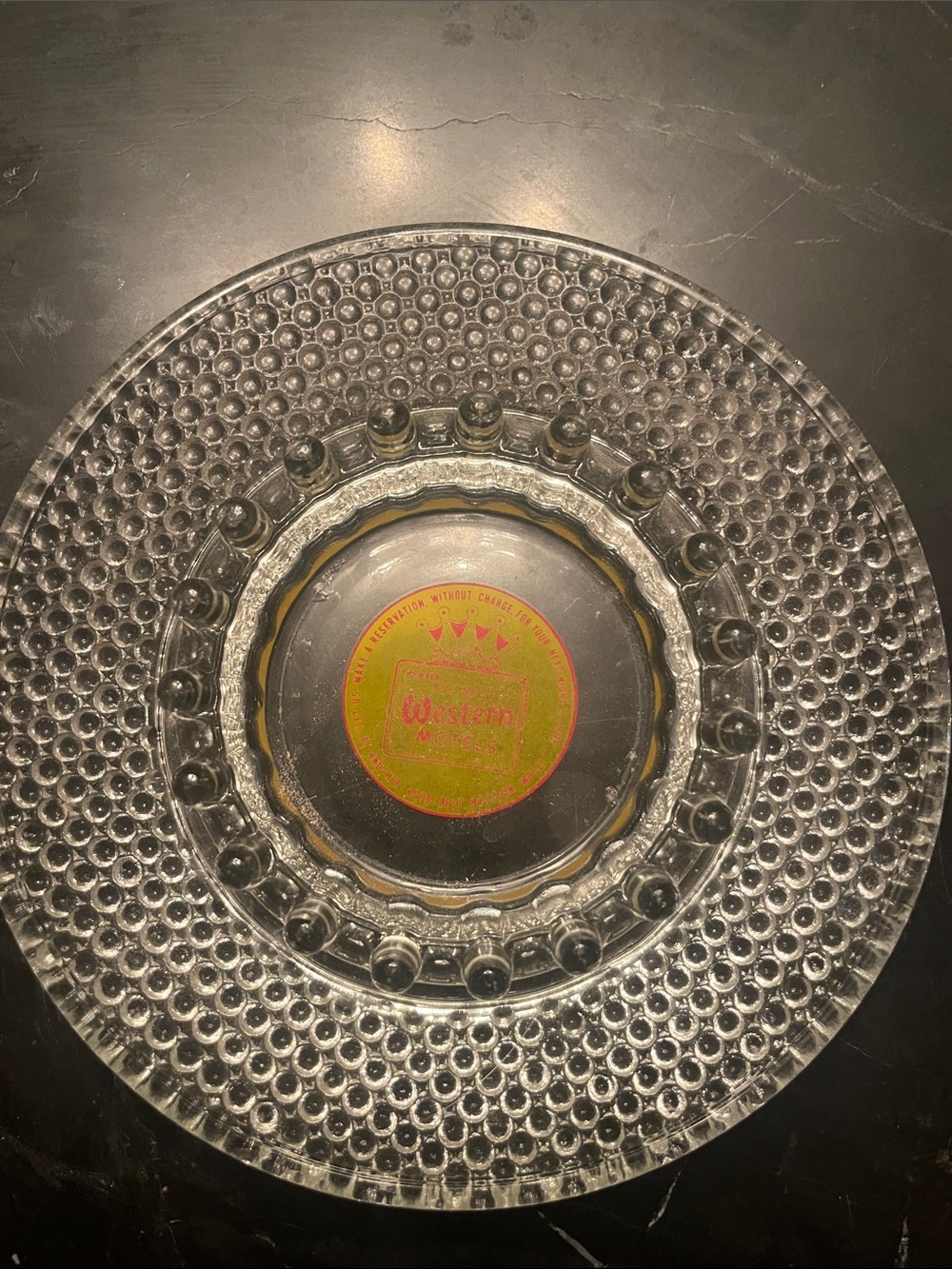 Best Western Motel ashtray vintage glass hobnail